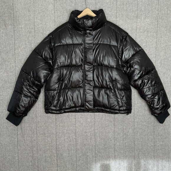 Gilly Hicks Black Oversized Puffer Sporty Zip Off Arms Vest Jacket Size XL NWT - Picture 1 of 9